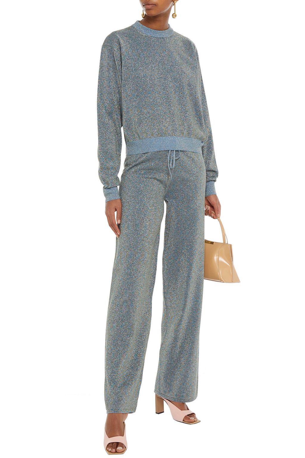 LANVIN Cotton-blend Lurex wide-leg pants