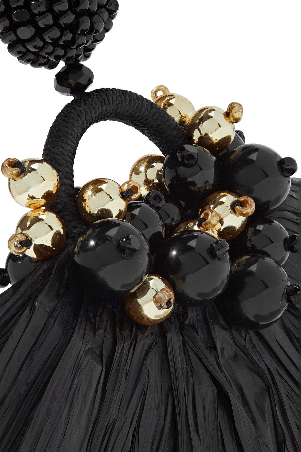 OSCAR DE LA RENTA Gold-tone, faux raffia and bead earrings