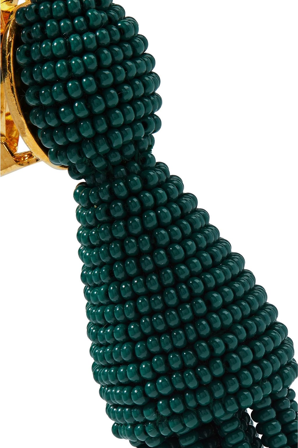 OSCAR DE LA RENTA Gold-tone beaded tassel clip earrings
