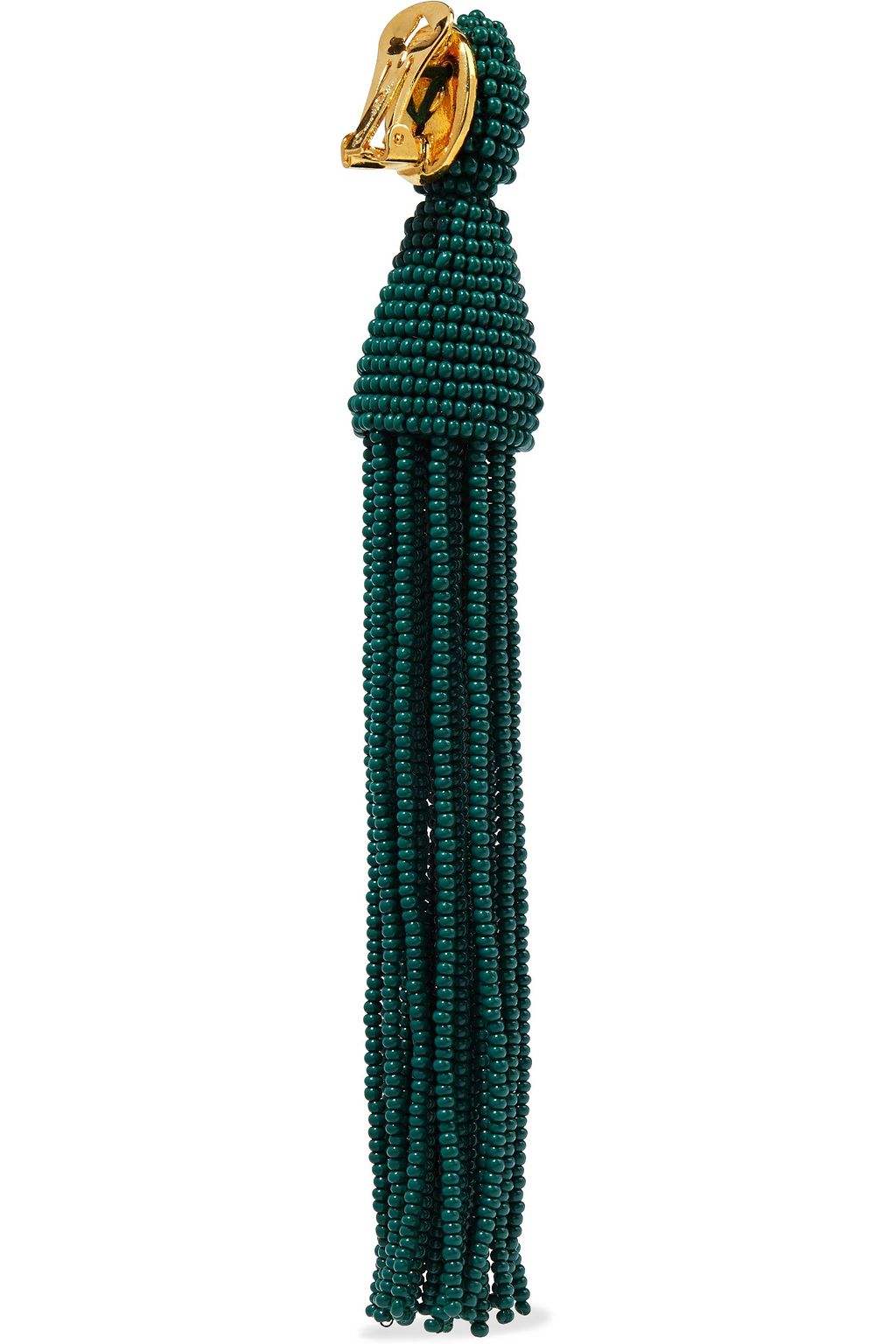 OSCAR DE LA RENTA Gold-tone beaded tassel clip earrings