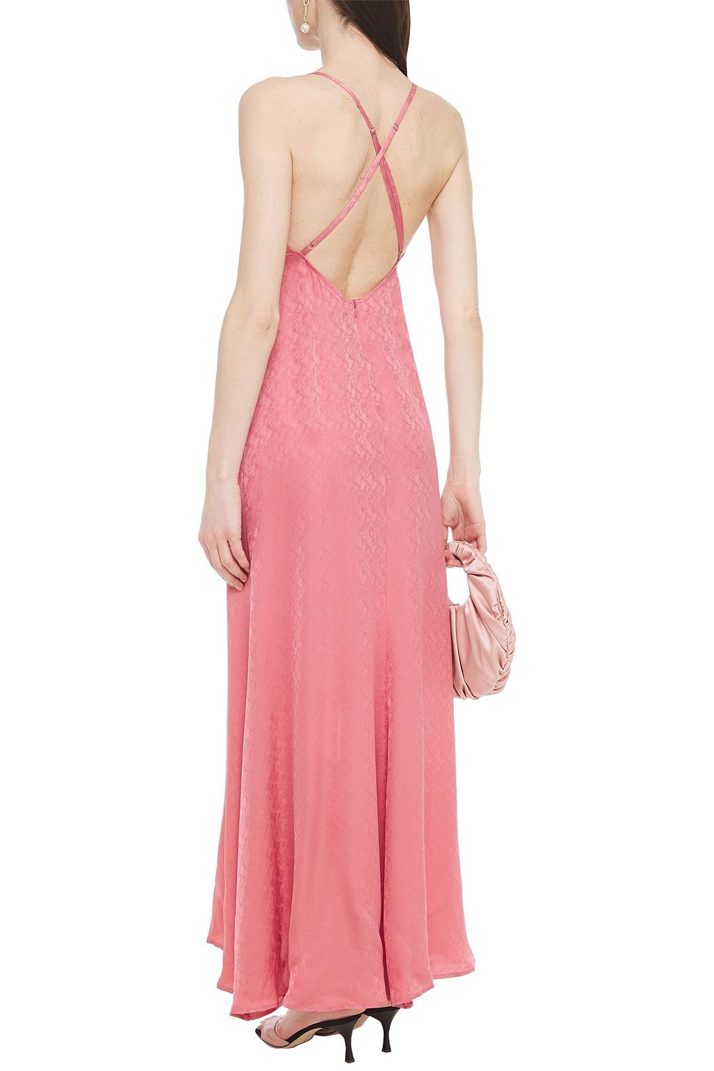 REFORMATION Terraza draped silk-jacquard gown