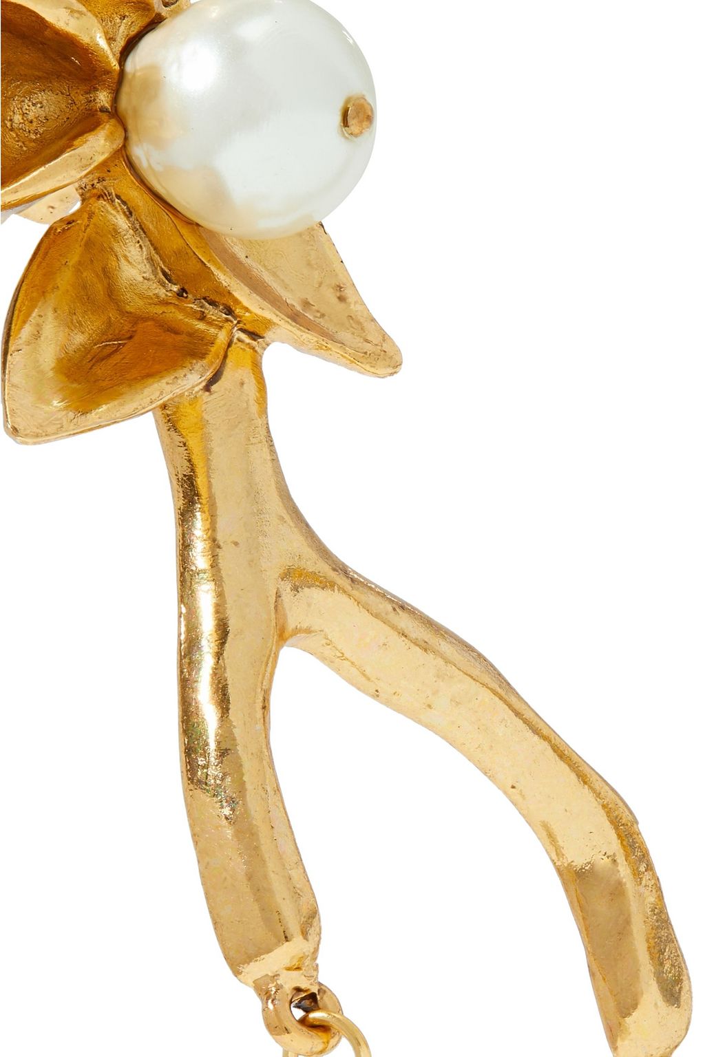 OSCAR DE LA RENTA Gold-tone faux pearl clip earrings