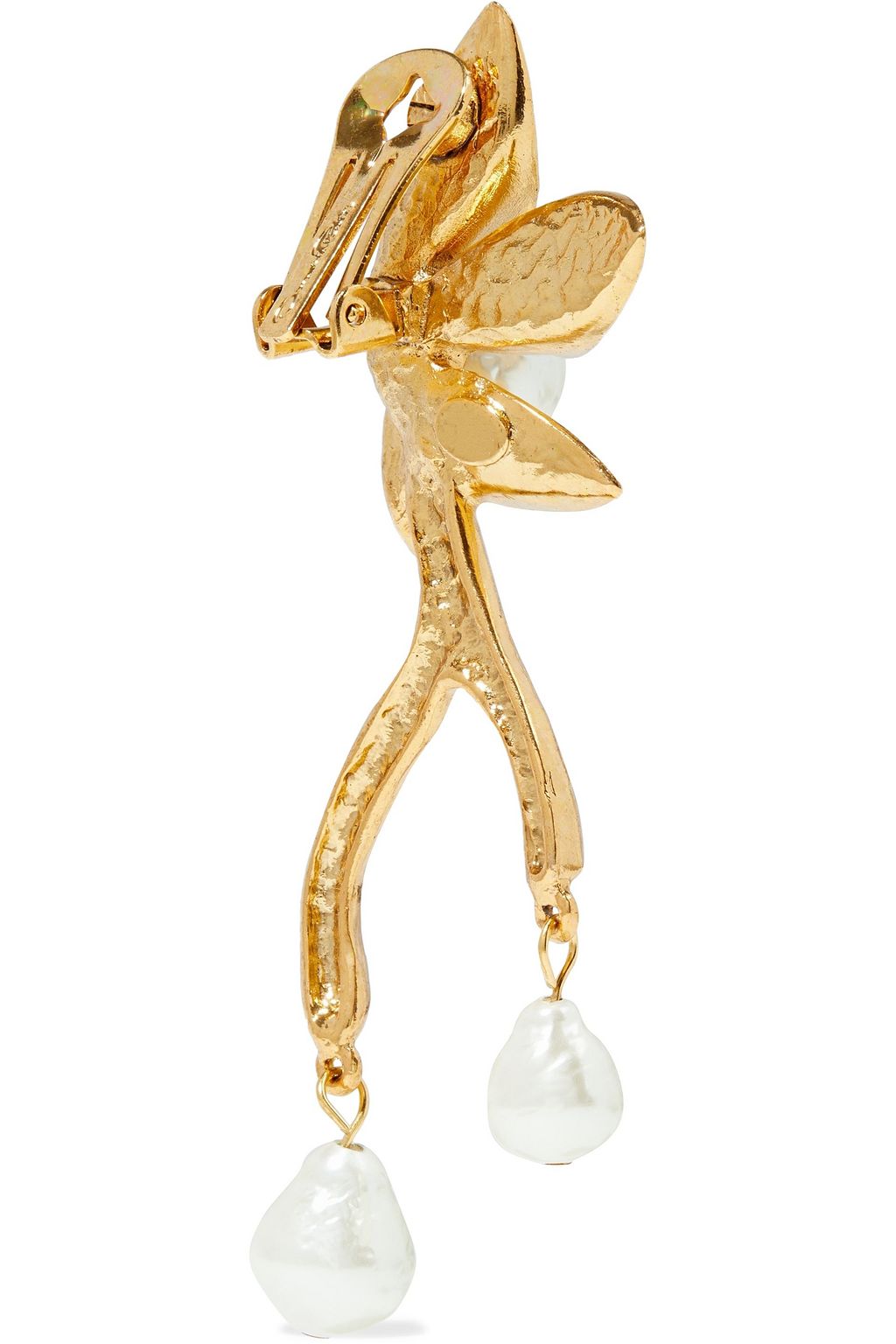 OSCAR DE LA RENTA Gold-tone faux pearl clip earrings