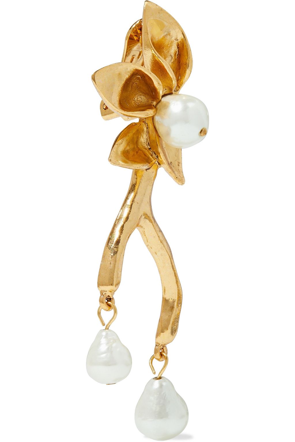 OSCAR DE LA RENTA Gold-tone faux pearl clip earrings