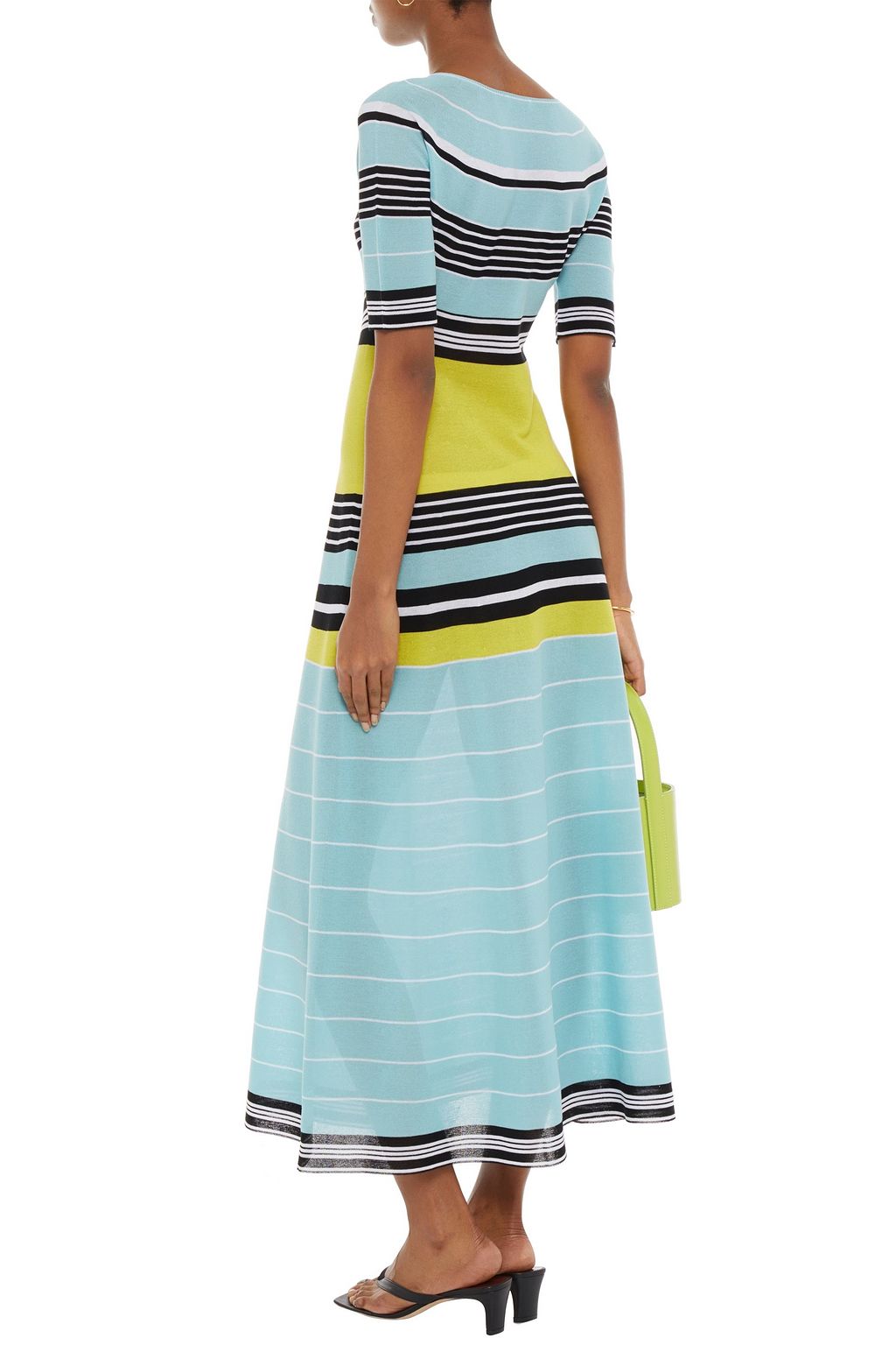 LANVIN Striped cotton-blend midi dress