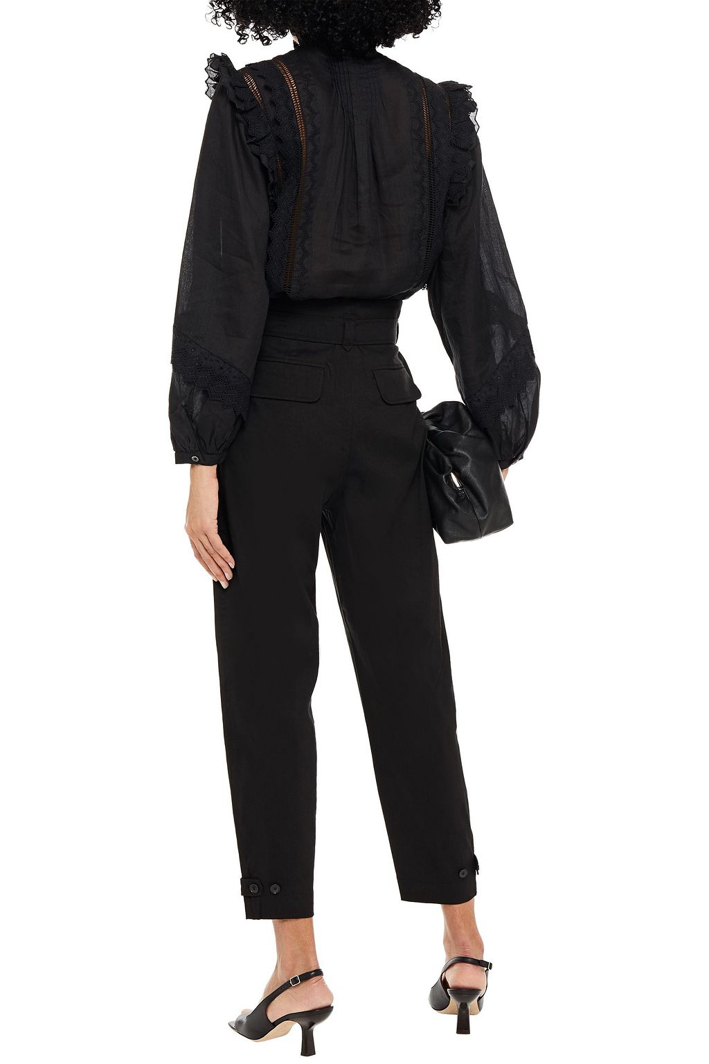 FRAME Harem cropped belted linen-blend tapered pants