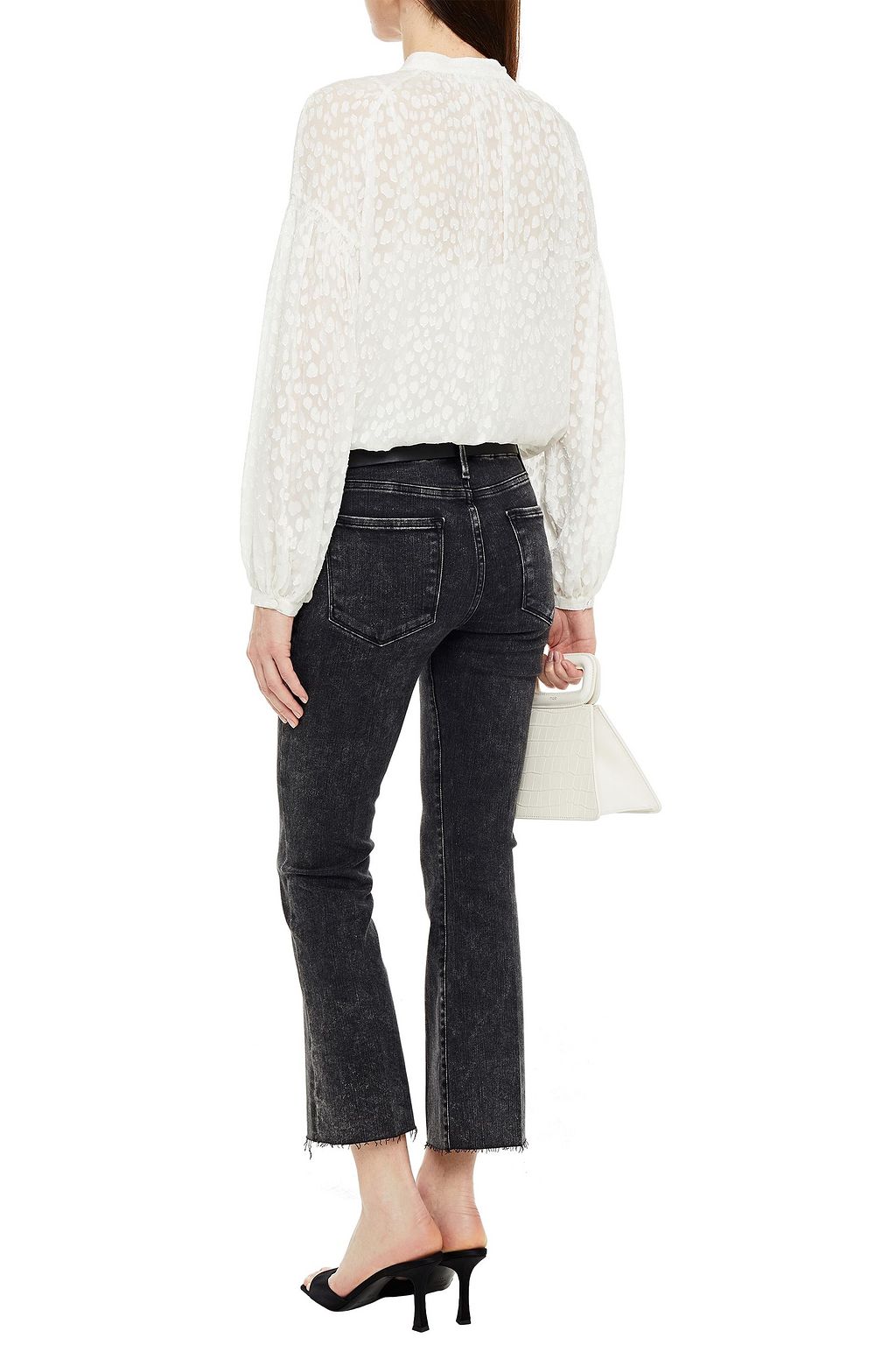 FRAME Le Crop Mini Boot distressed mid-rise bootcut jeans