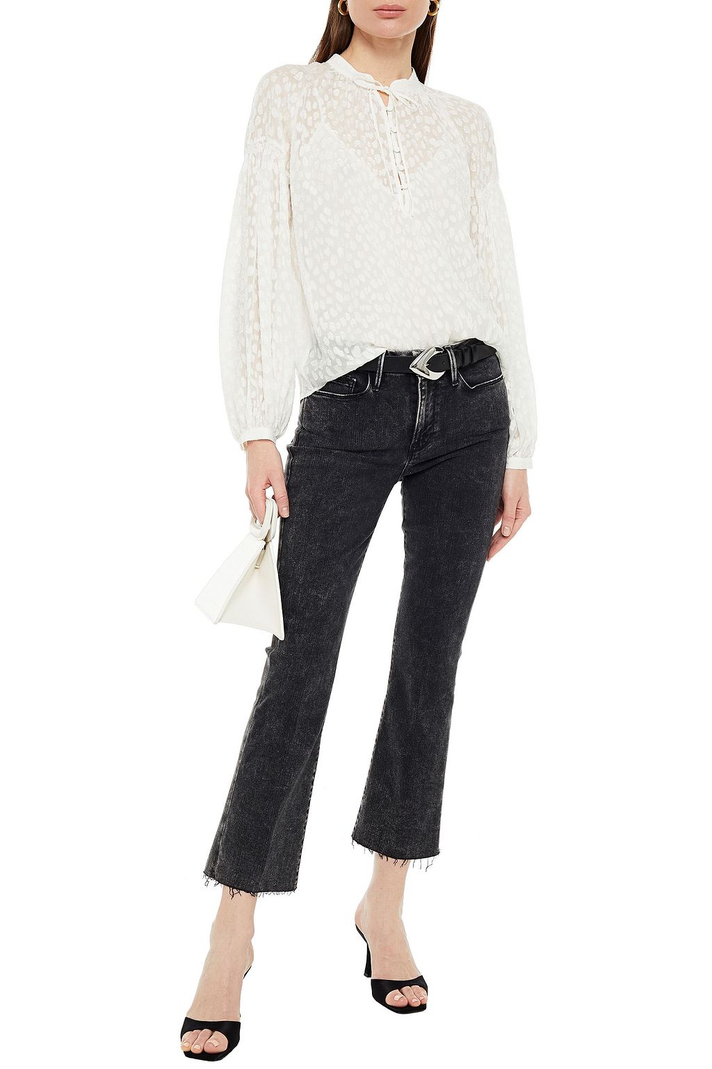 FRAME Le Crop Mini Boot distressed mid-rise bootcut jeans