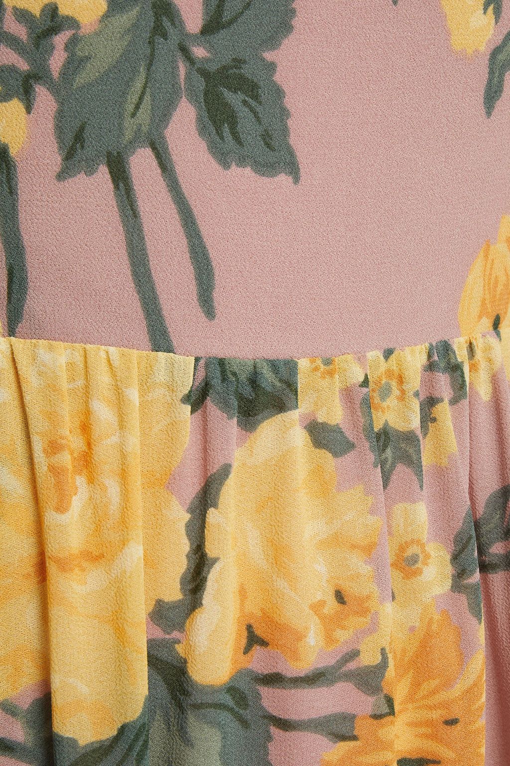 REFORMATION Shirred floral-print crepe dress