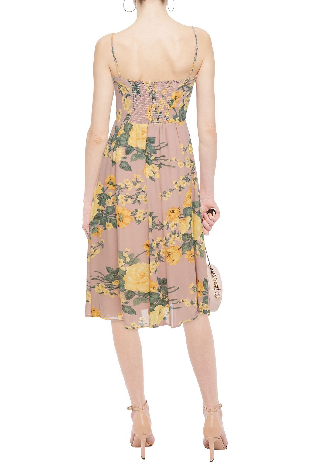 REFORMATION Shirred floral-print crepe dress