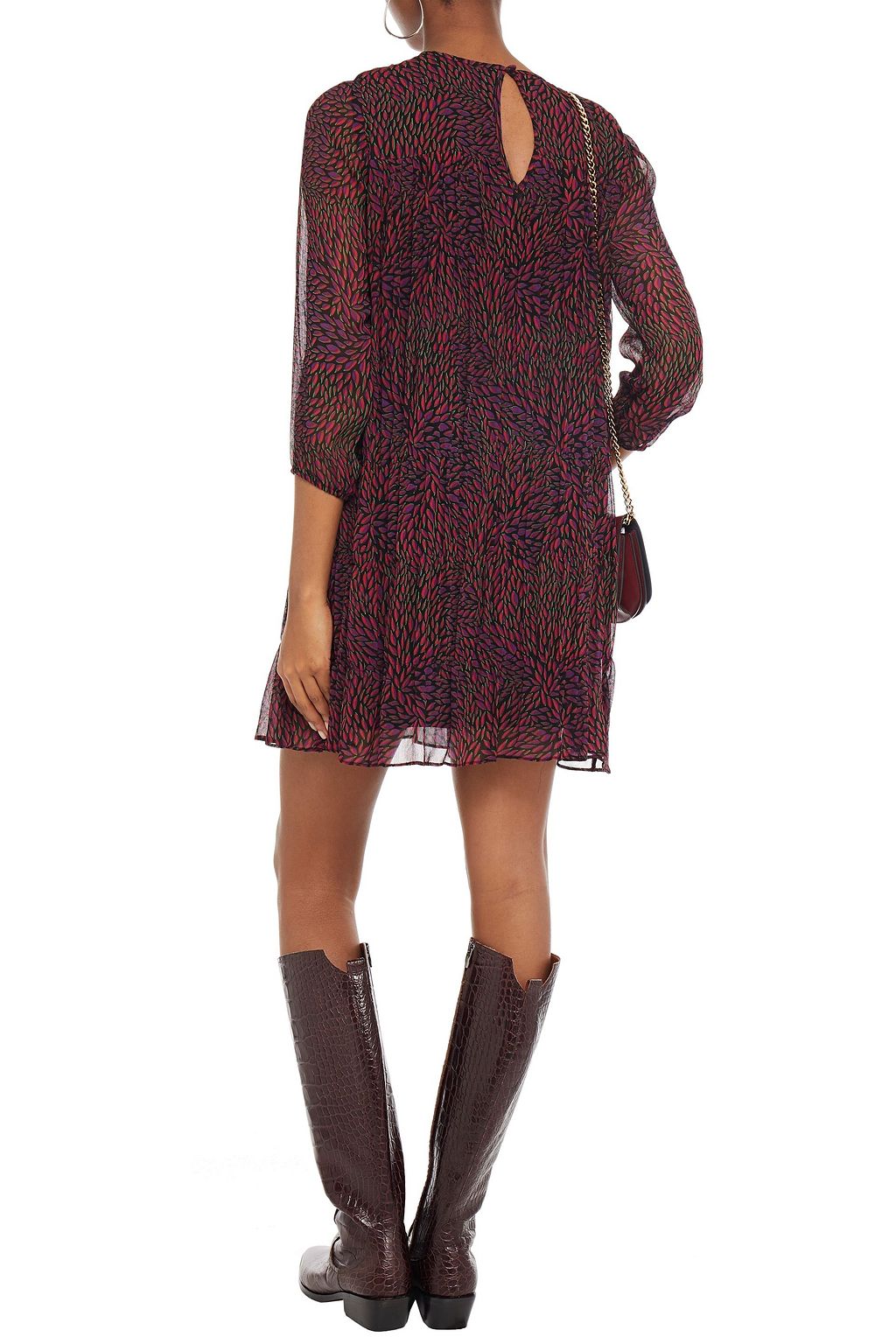 BA&SH Grace pleated printed crepon mini dress