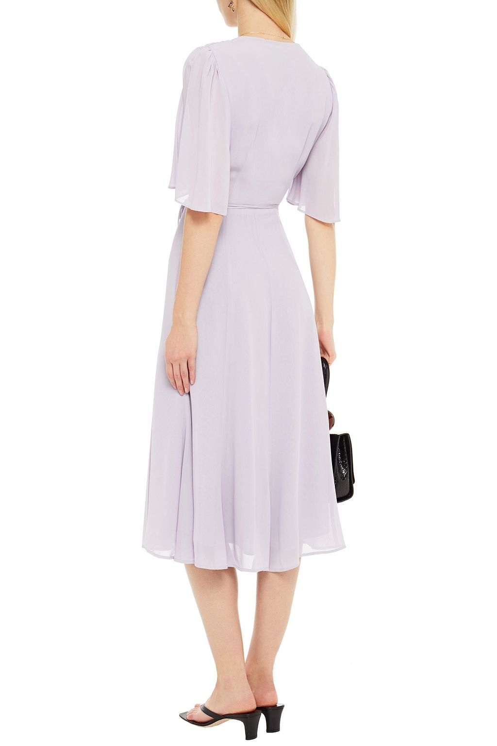 REFORMATION Rhodes gerafftes Wickelkleid aus Crêpe
