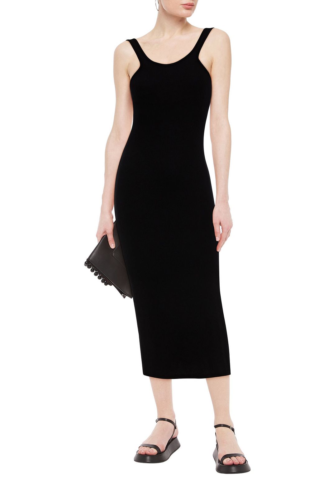 ribbed jersey midi dress