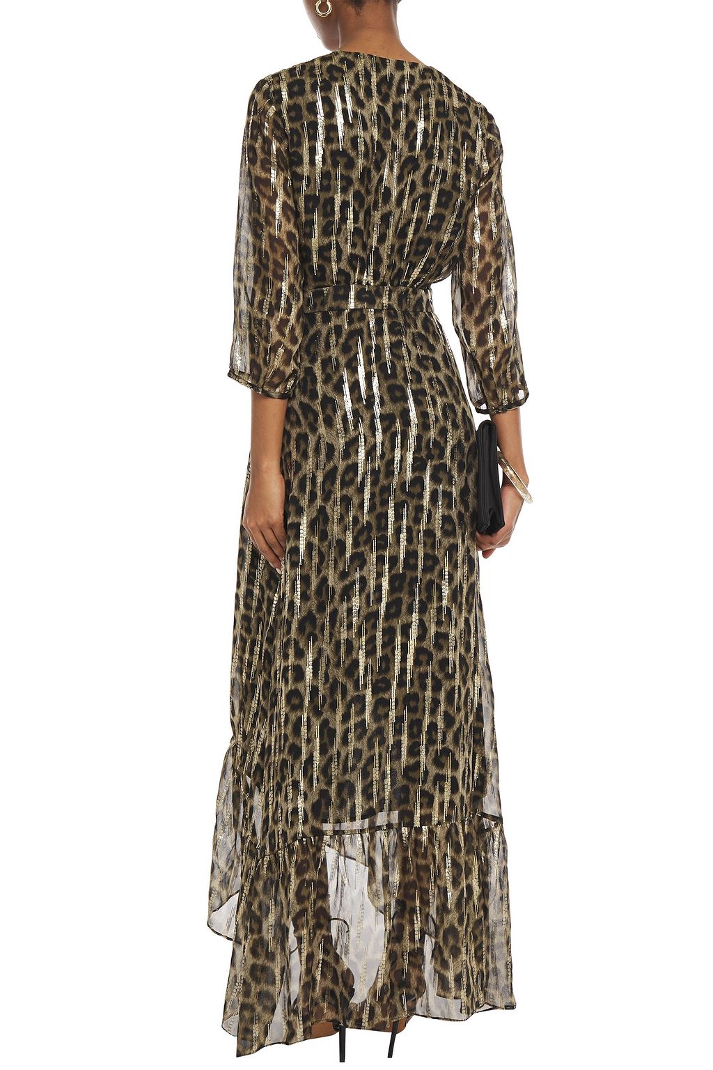 BA&SH Jisy leopard-print fil coupé silk-blend georgette maxi wrap dress