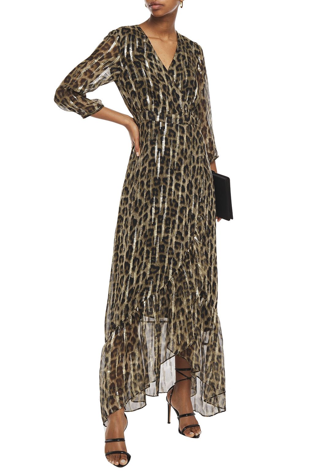 BA&SH Jisy leopard-print fil coupé silk-blend georgette maxi wrap dress
