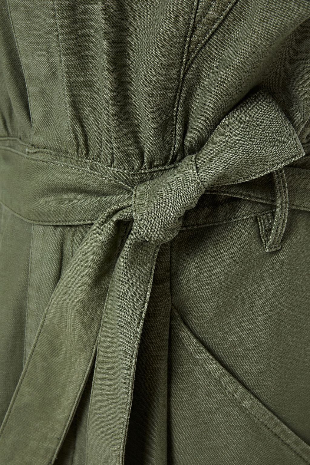 FRAME Twisted belted cotton-canvas mini dress
