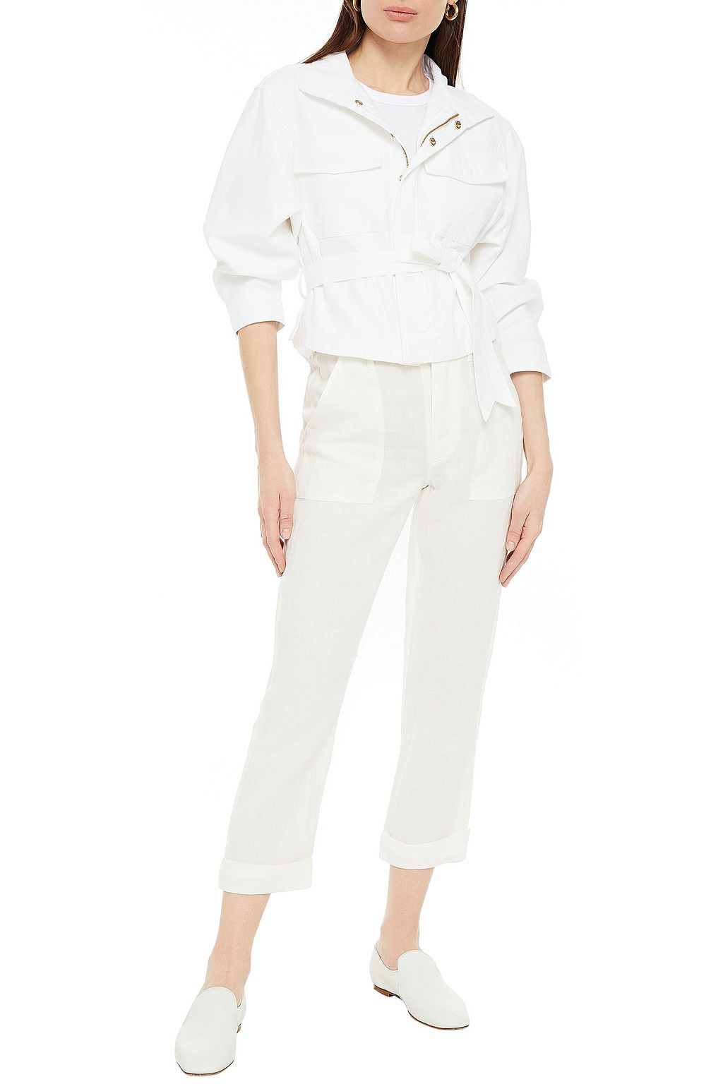 FRAME Belted cotton-canvas jacket