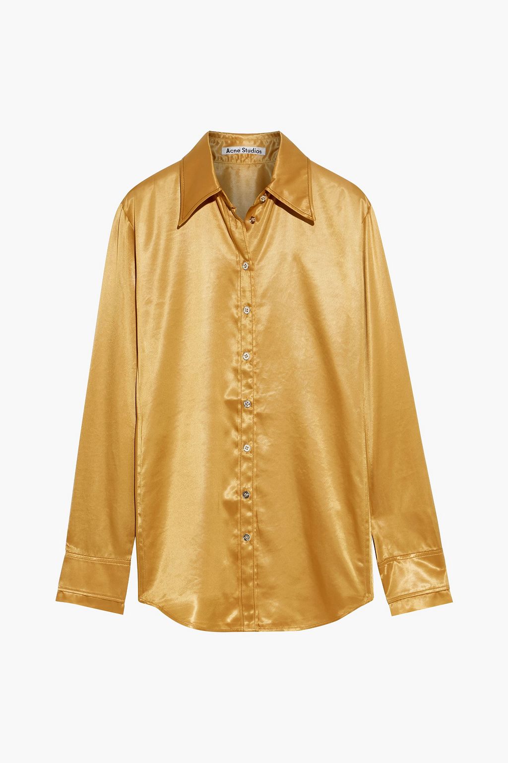 gold satin button up