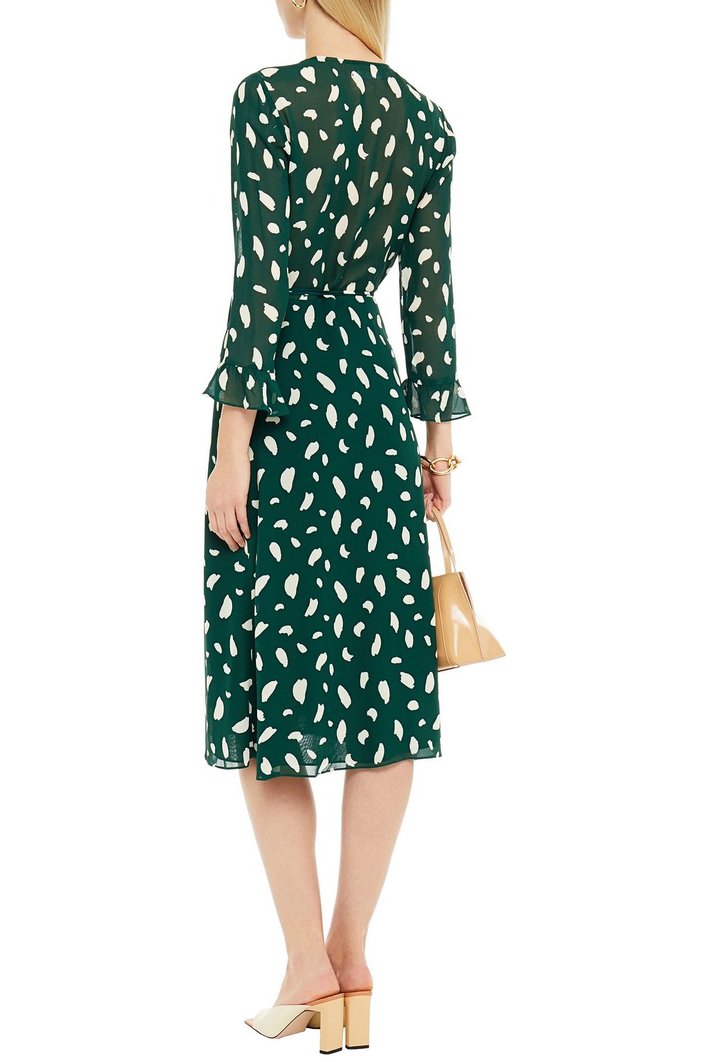 REFORMATION Printed crepe wrap dress