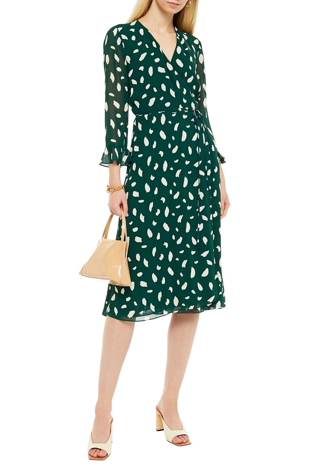 REFORMATION Printed crepe wrap dress
