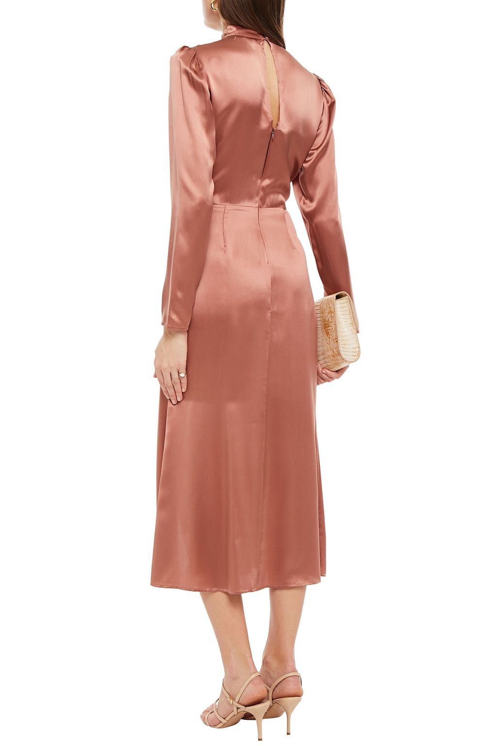 REFORMATION Midikleid aus Seidensatin mit Wickeleffekt