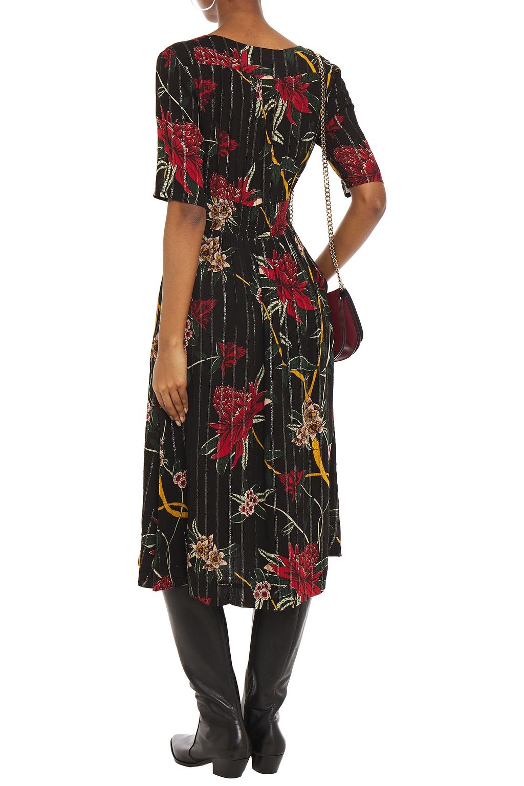 BA&SH Patt floral-print metallic woven midi dress