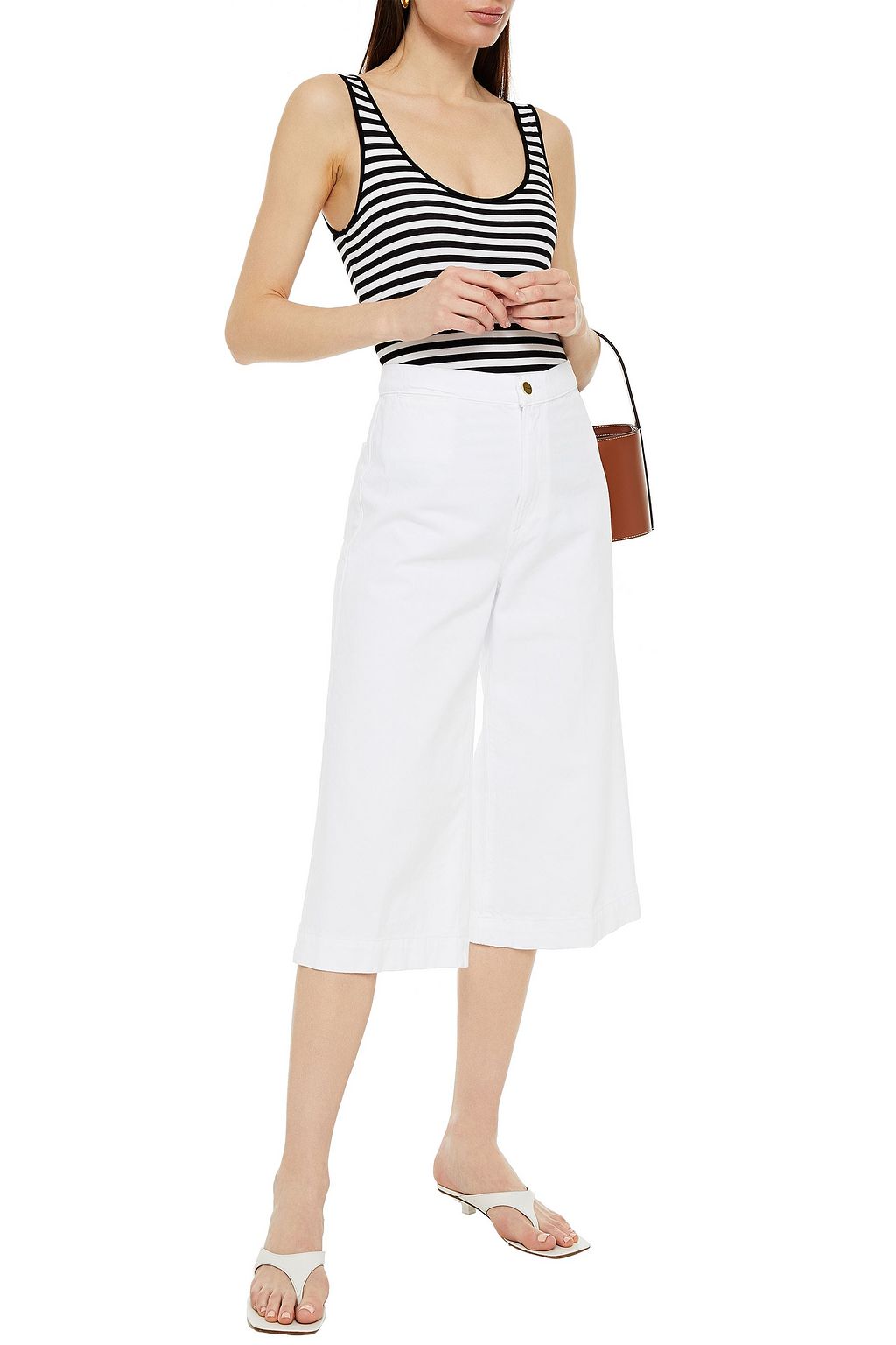 ENZA COSTA Striped stretch-TENCEL™ jersey  bodysuit