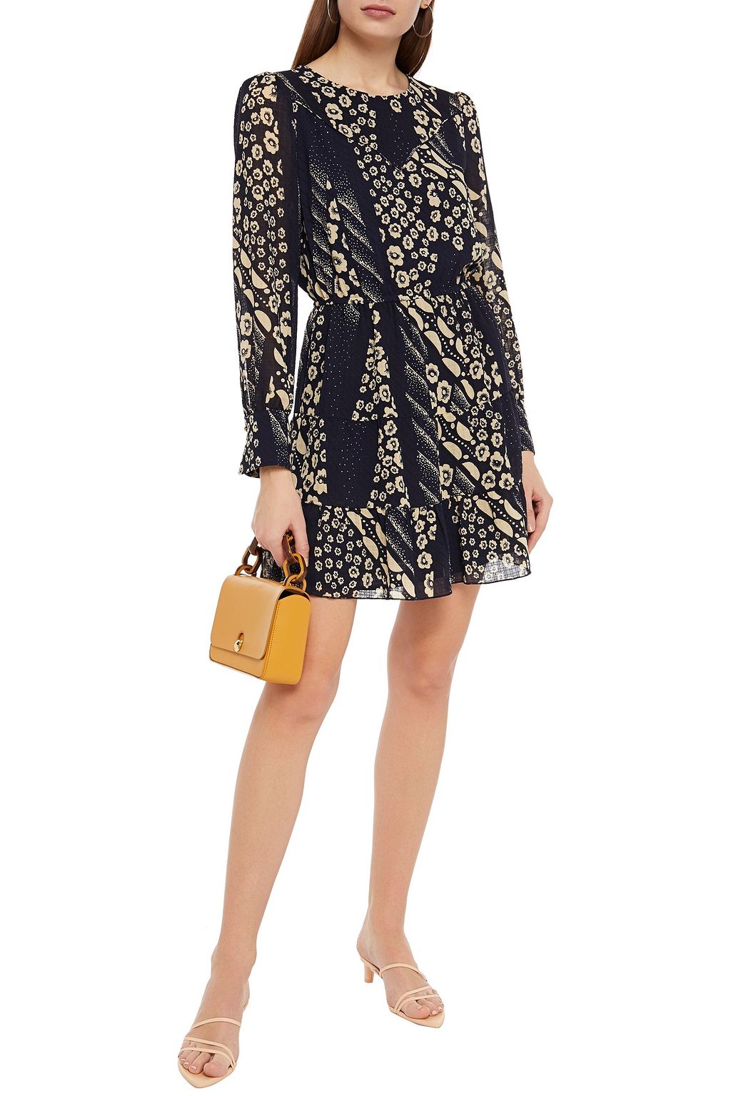BA&SH Ophe gathered floral-print georgette mini dress