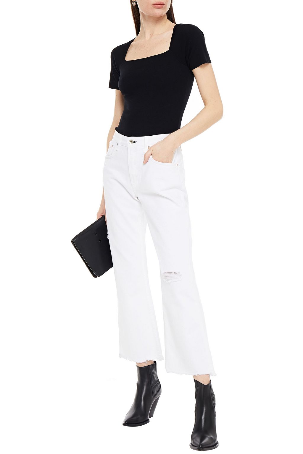 RAG & BONE Rosa distressed mid-rise kick-flare jeans