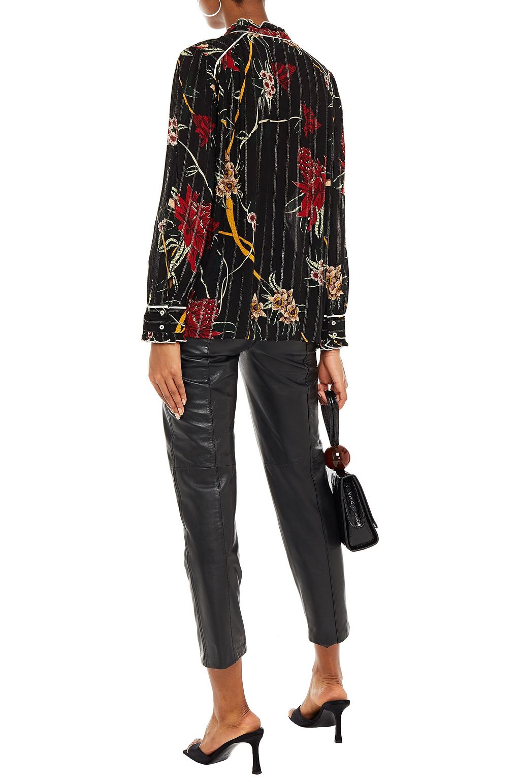 BA&SH Paulin metallic floral-print mousseline blouse