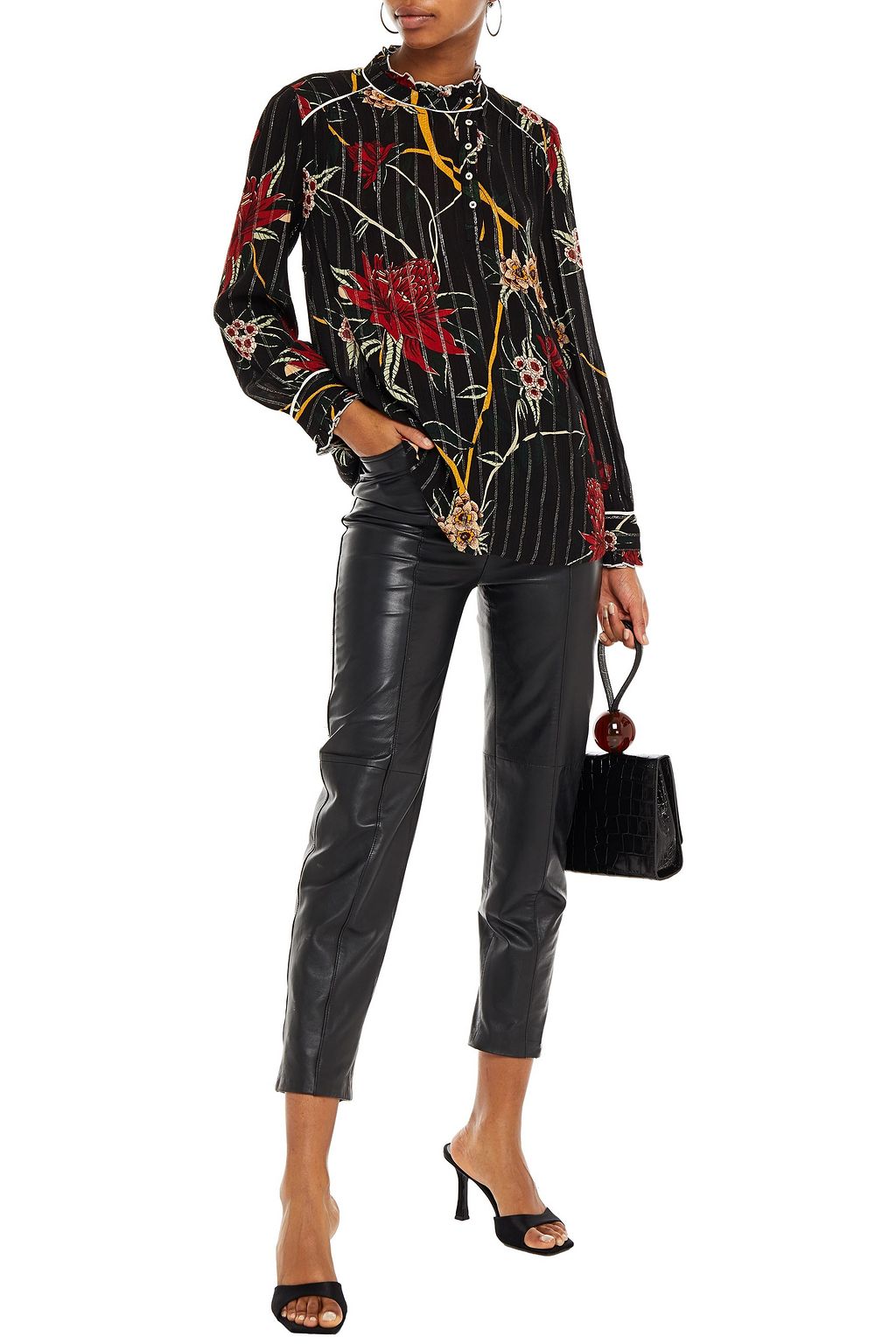 BA&SH Paulin metallic floral-print mousseline blouse