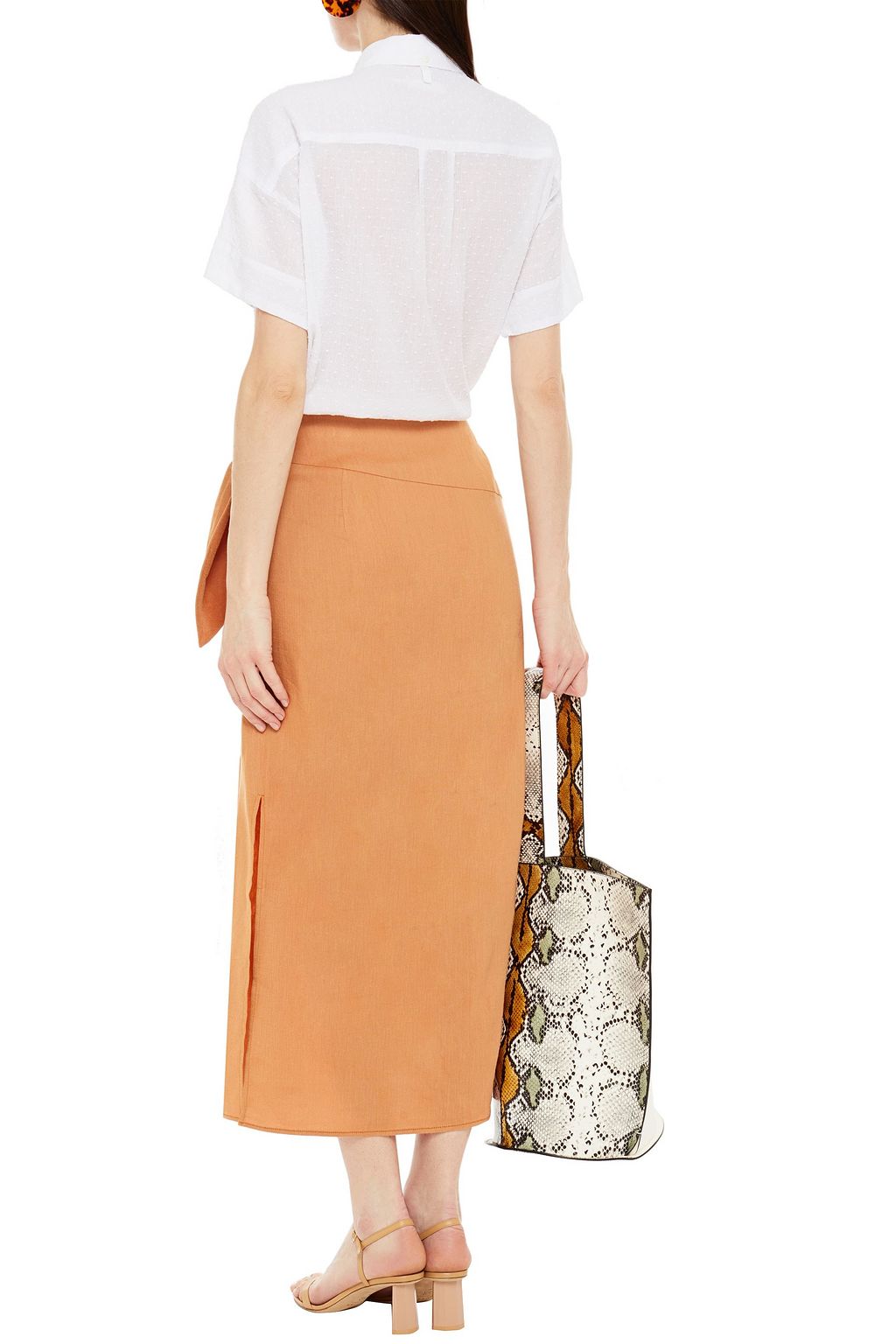 REJINA PYO Buckled woven midi wrap skirt