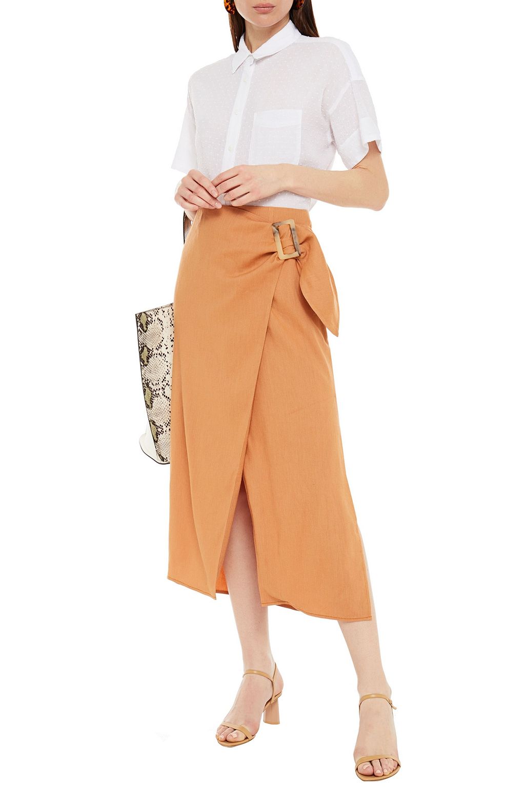 REJINA PYO Buckled woven midi wrap skirt
