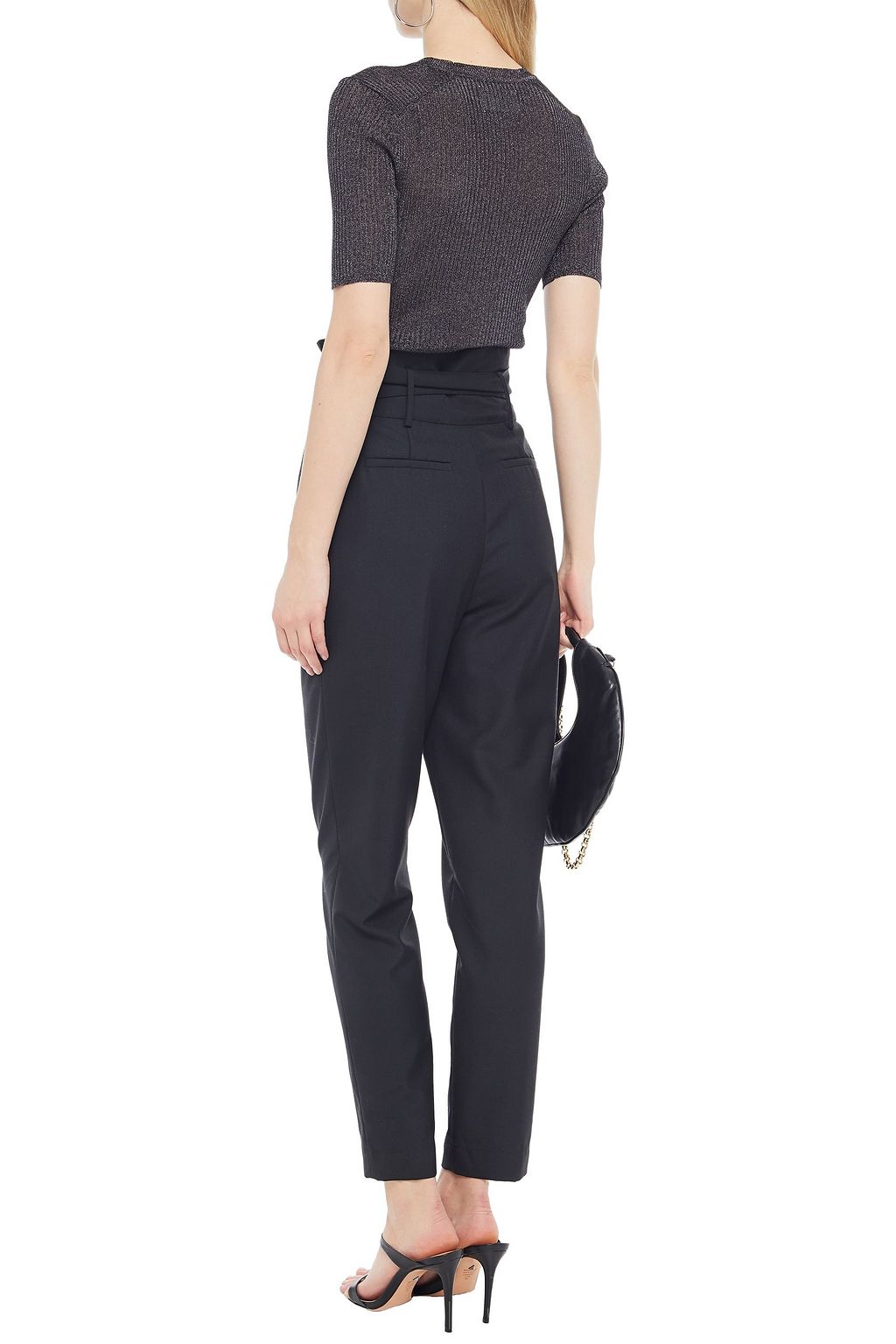 BA&SH Costa belted pleated twill tapered pants