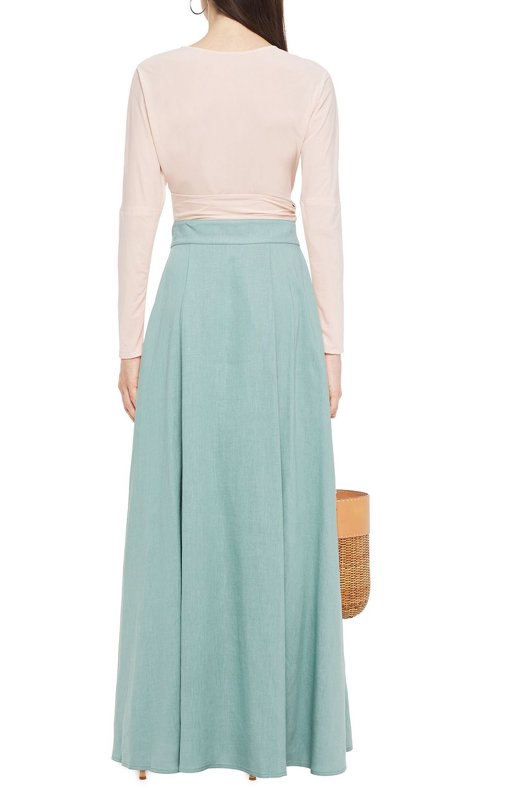 REJINA PYO Tencel and linen-blend maxi wrap skirt