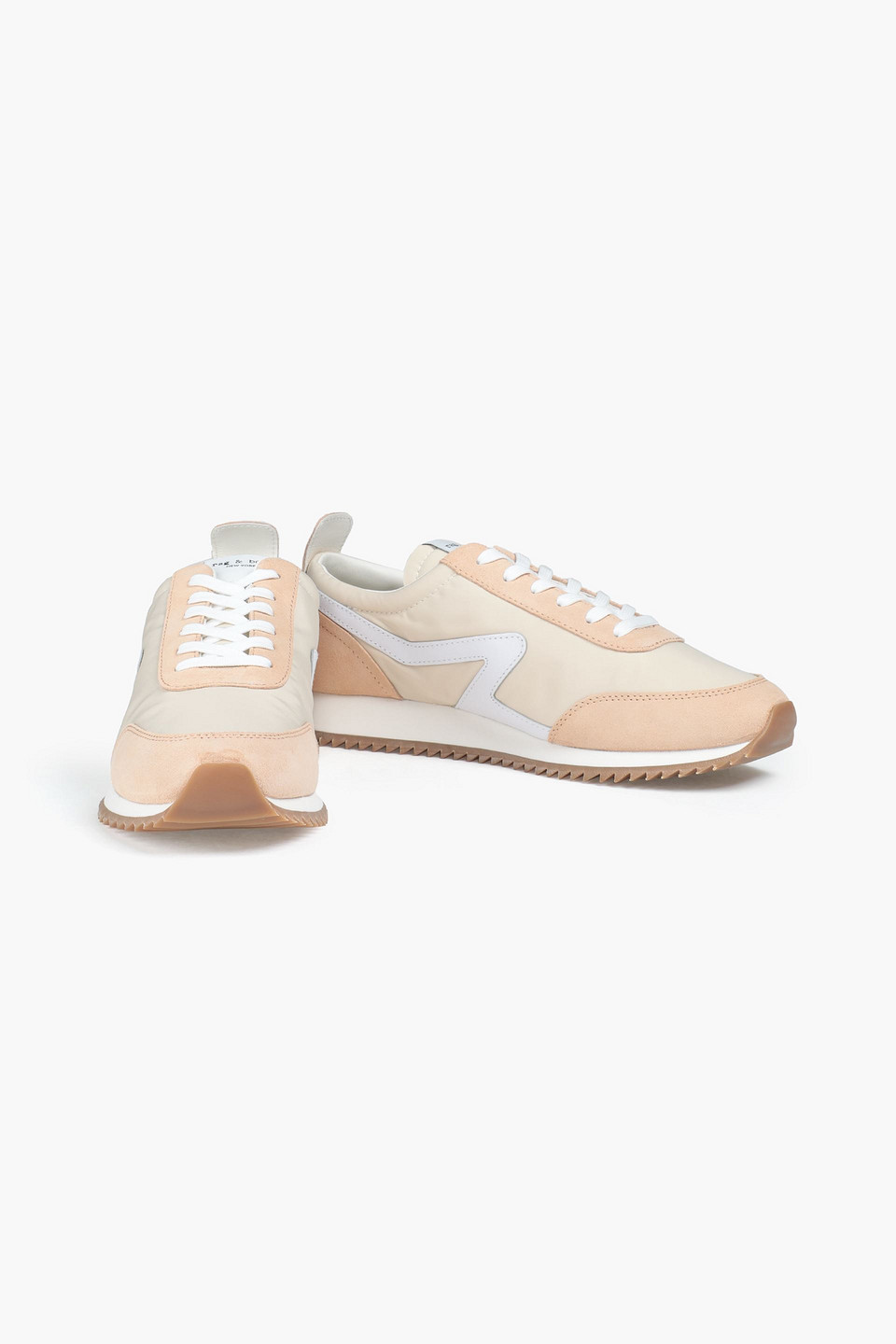 Rag & Bone Retro Runner Suede And Leather-trimmed Recycled Shell Sneakers In Beige
