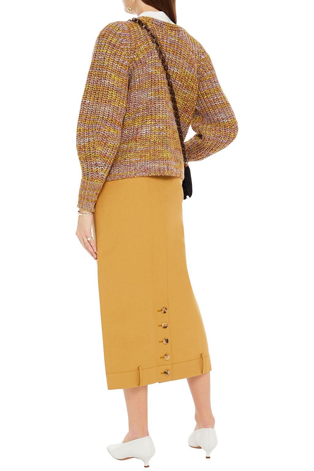 REJINA PYO Button-detailed woven midi skirt