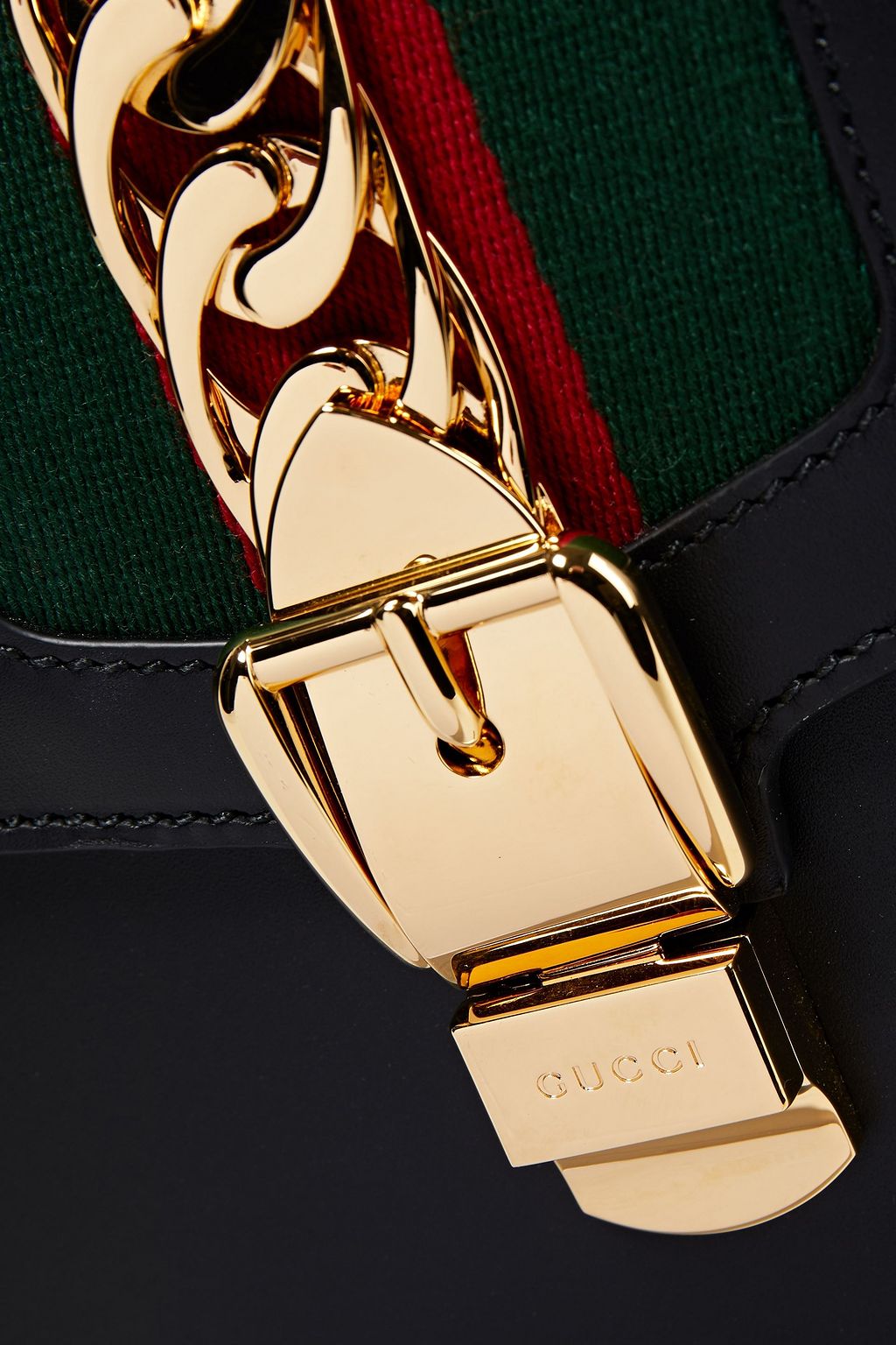 GUCCI Sylvie large chain-embellished leather tote
