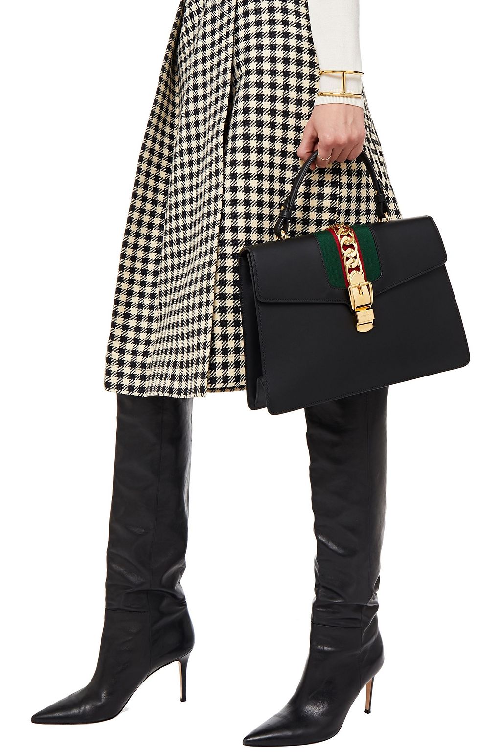 GUCCI Sylvie large chain-embellished leather tote