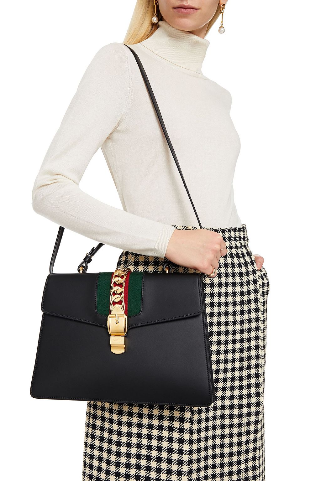 GUCCI Sylvie large chain-embellished leather tote