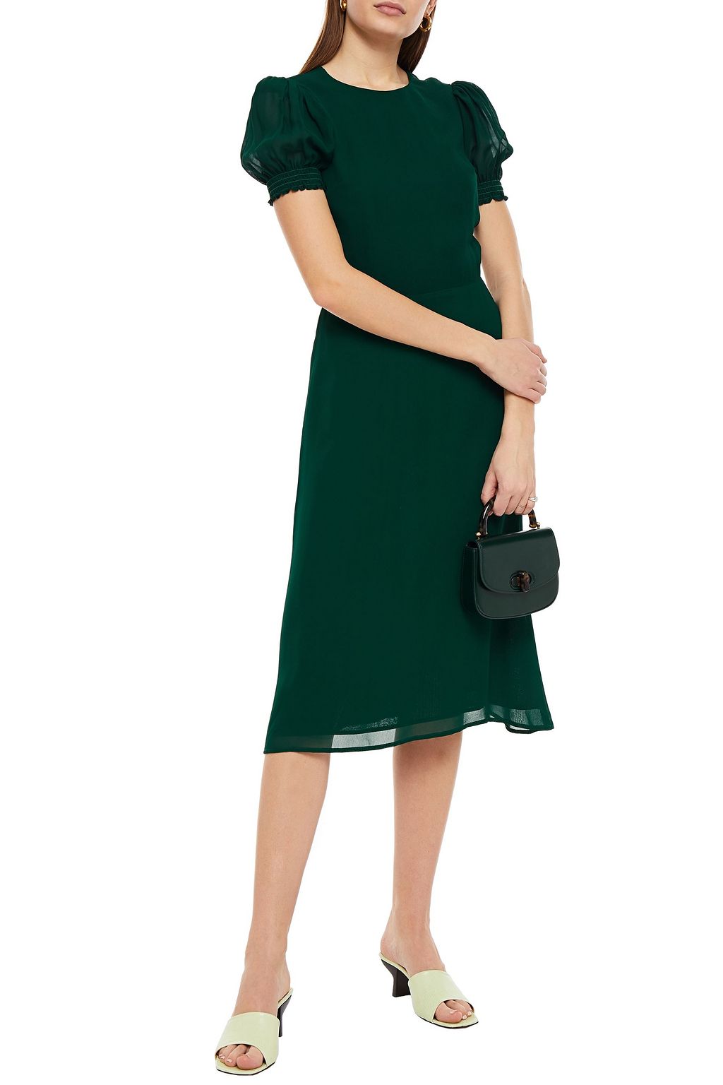 REFORMATION Shirred georgette dress