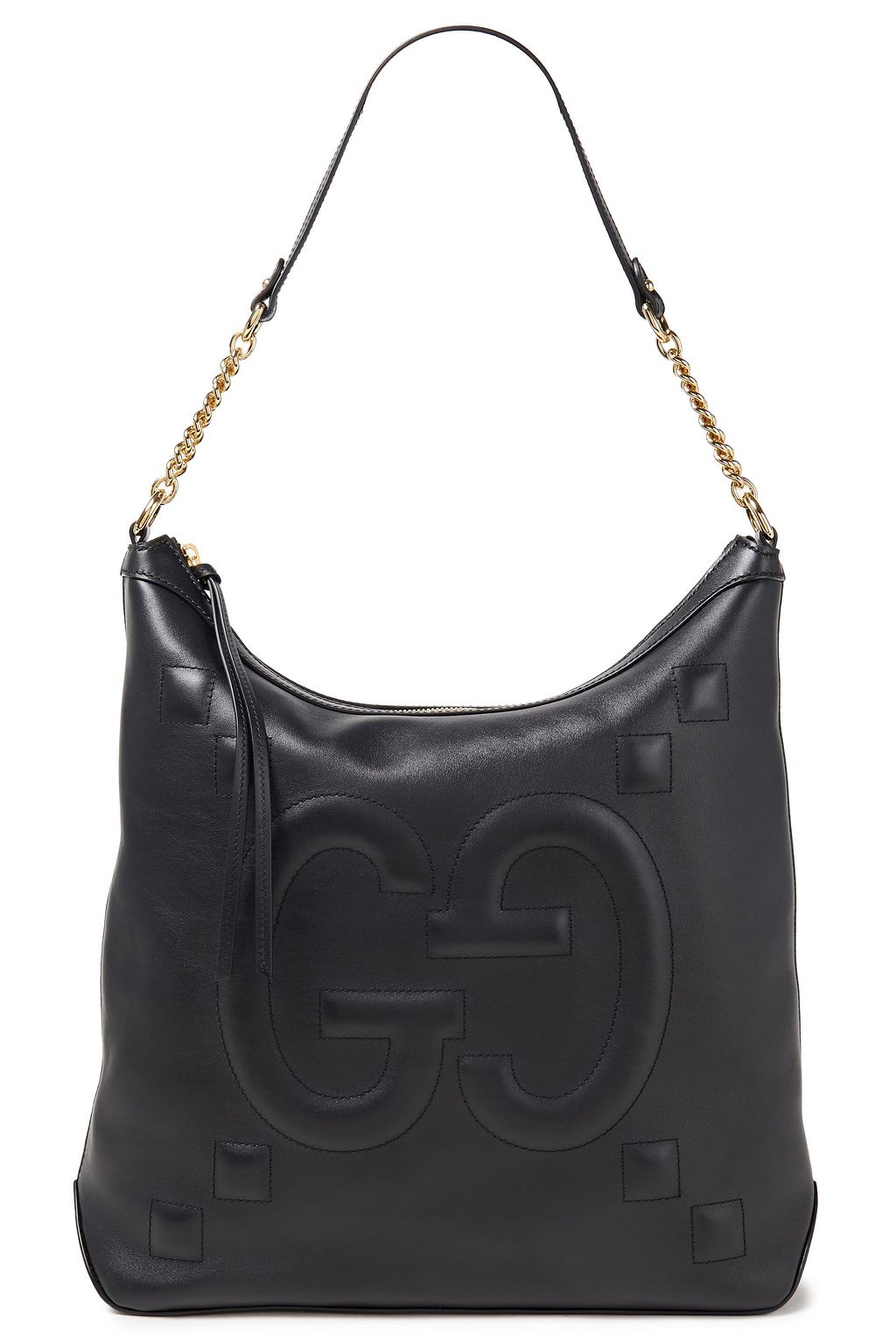 Black GG embossed leather shoulder bag 