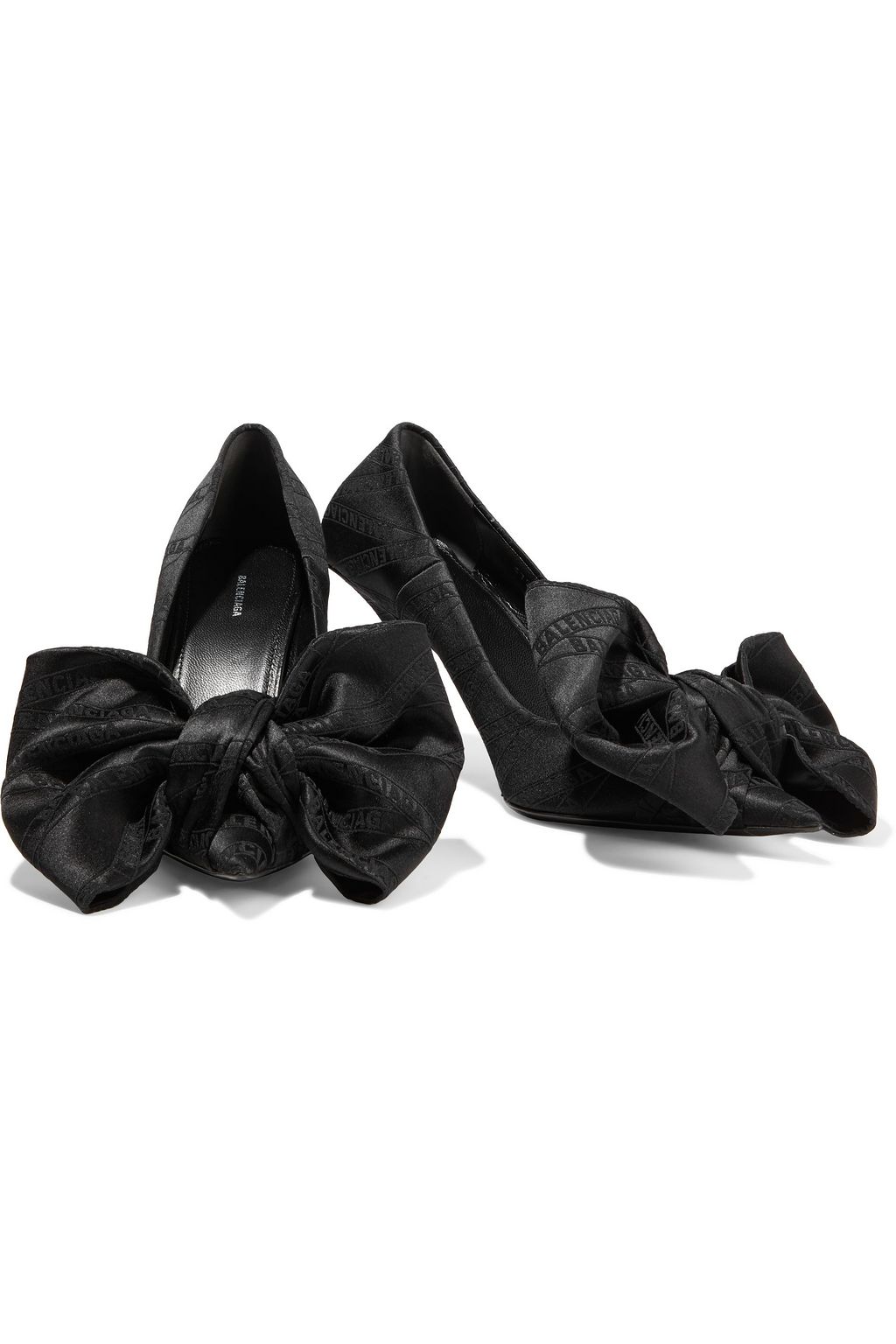 BALENCIAGA Square Knife bow-embellished satin-jacquard pumps