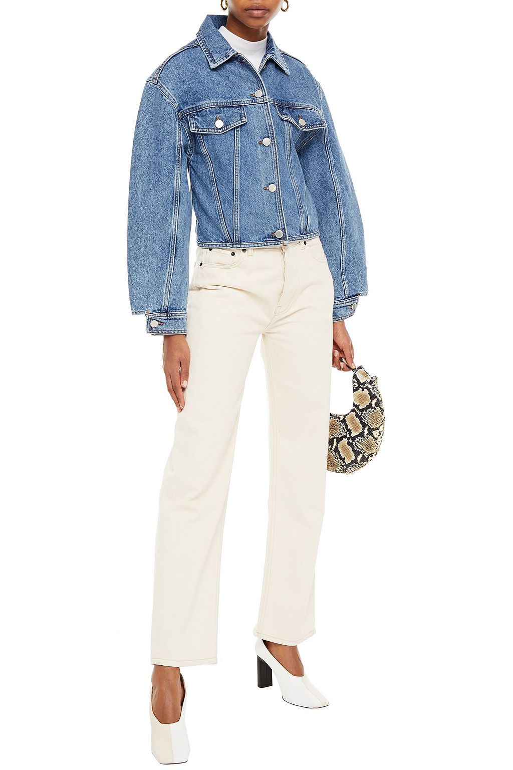 maje cropped denim jacket