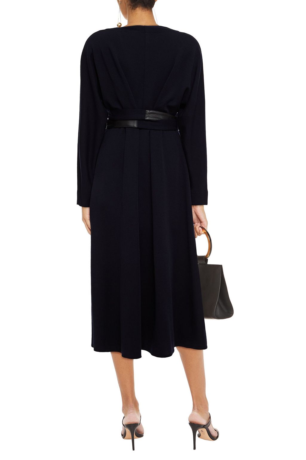 LANVIN Leather-paneled wool maxi dress