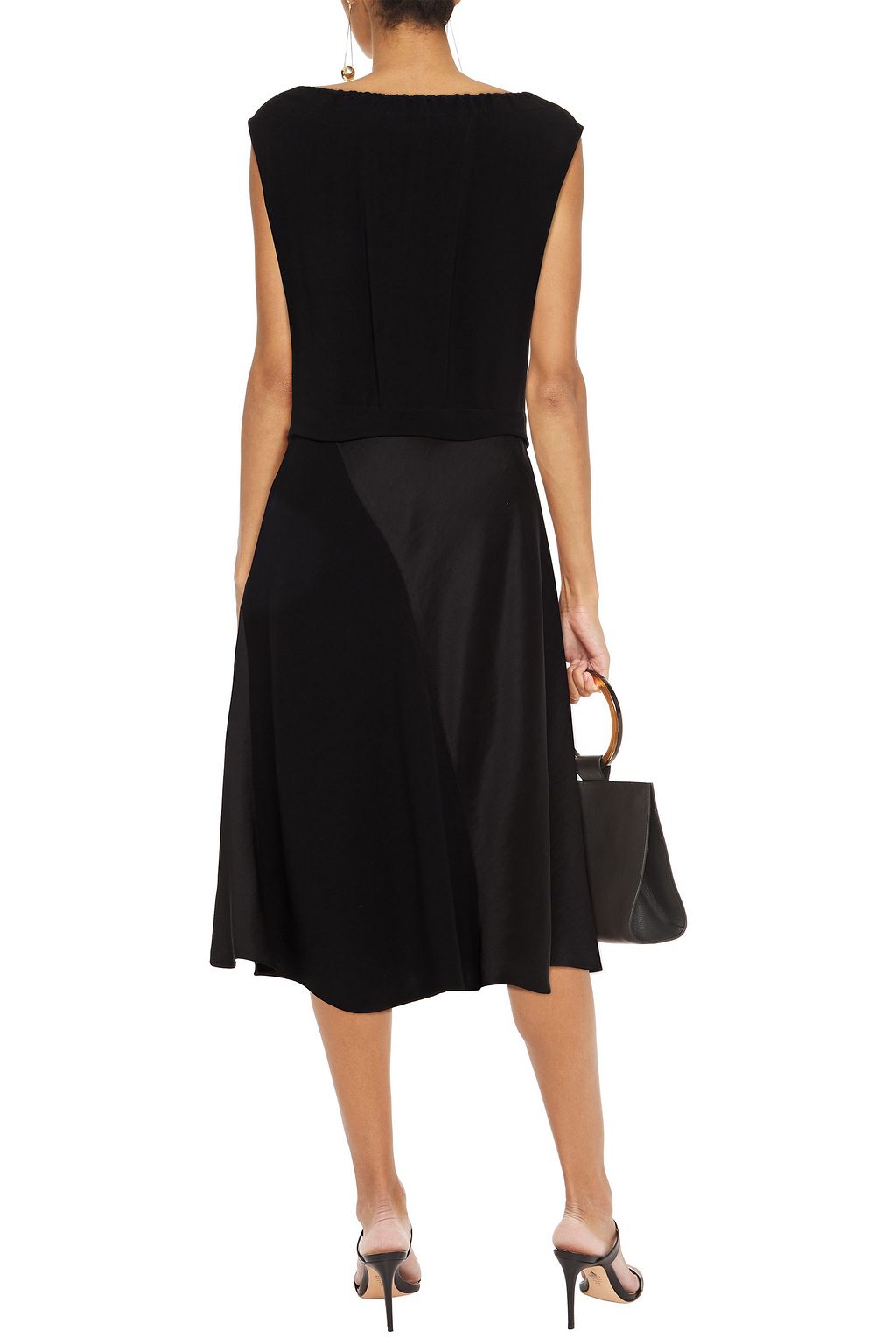 LANVIN Cutout paneled satin-crepe midi dress