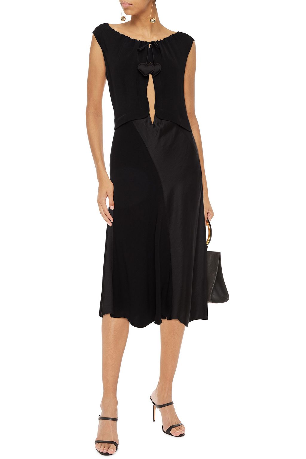 LANVIN Cutout paneled satin-crepe midi dress