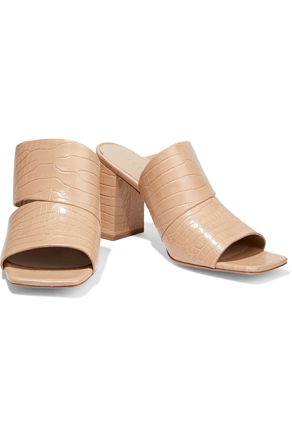 VINCE. Nelda cutout croc-effect leather mules