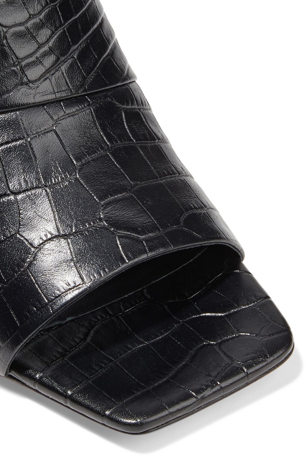 VINCE. Nelda cutout croc-effect leather mules