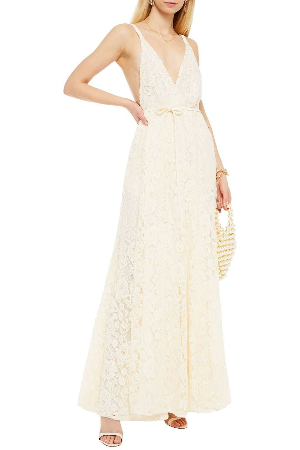 REFORMATION Montego corded lace wrap gown